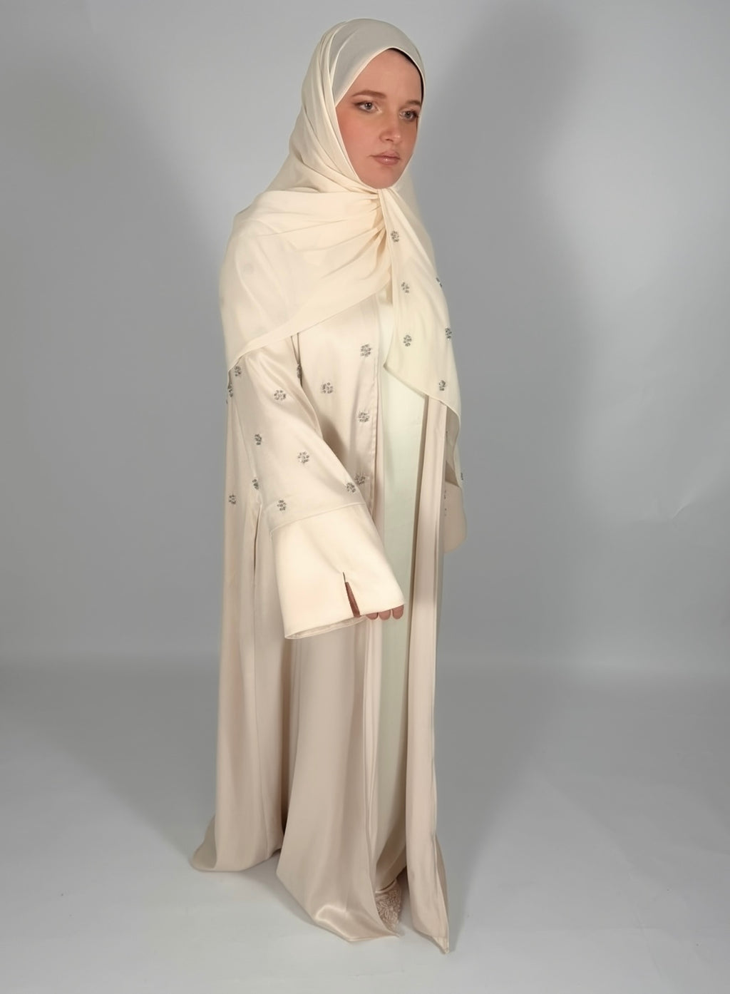 PREMIUM HAND-EMBELLISHED SAND DRAPE OPEN ABAYA