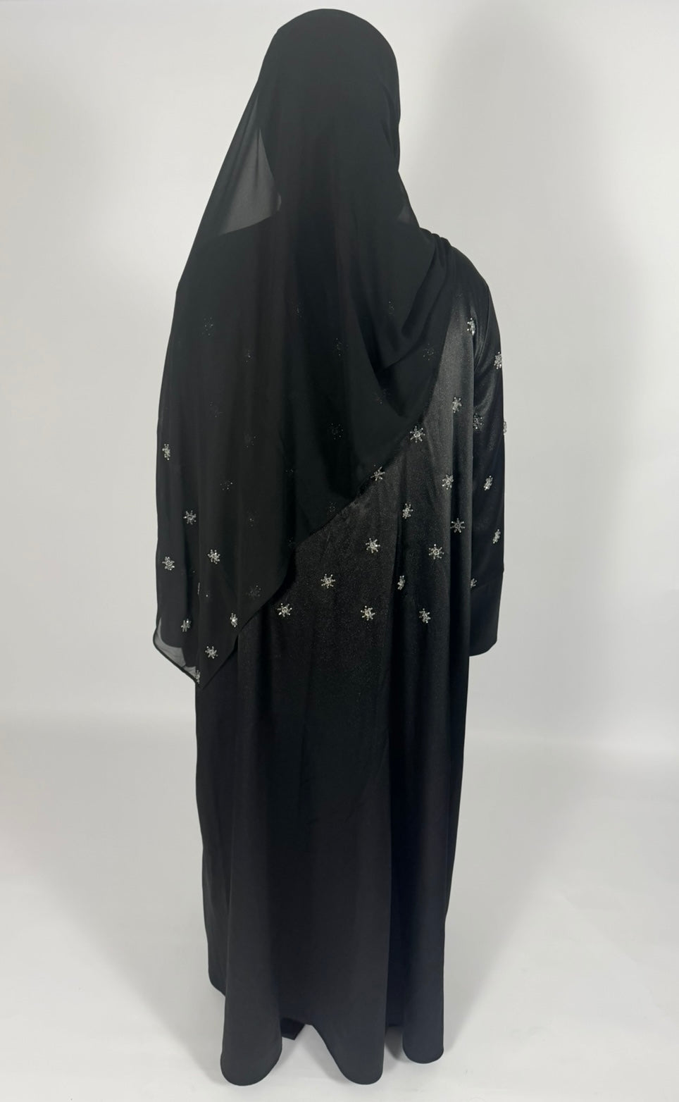 PREMIUM HAND-EMBELLISHED ONYX DRAPE OPEN ABAYA