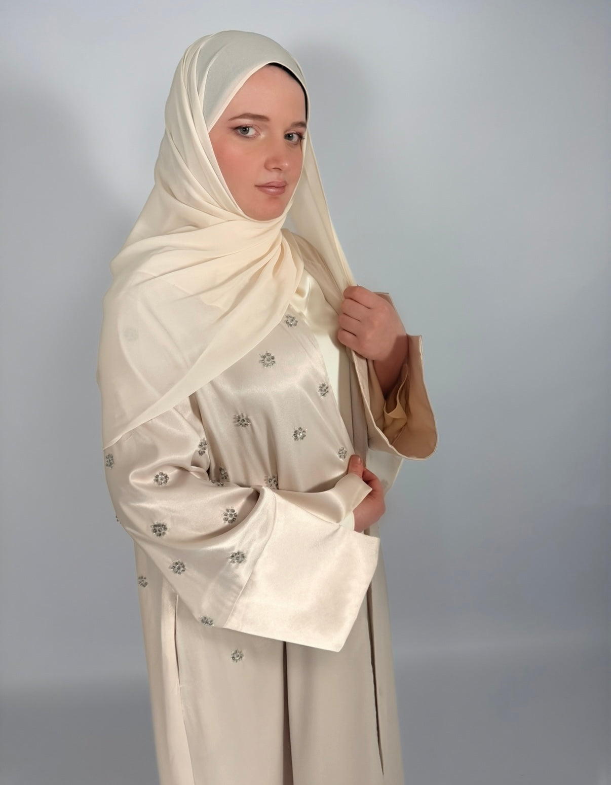 PREMIUM HAND-EMBELLISHED SAND DRAPE OPEN ABAYA
