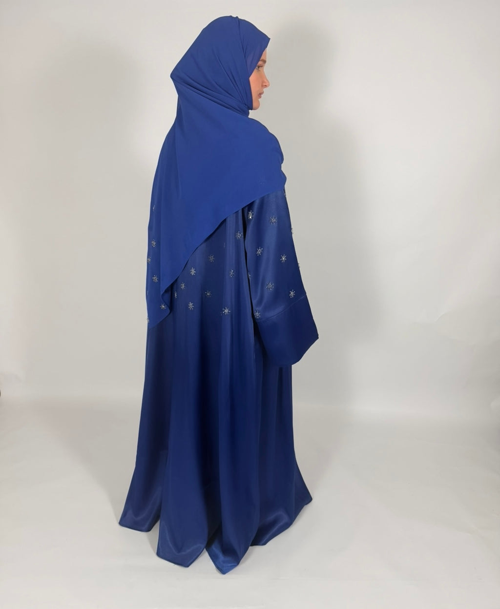 PREMIUM HAND-EMBELLISHED MIDNIGHT DRAPE OPEN ABAYA