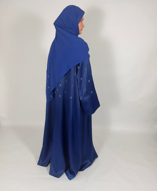 PREMIUM HAND-EMBELLISHED MIDNIGHT DRAPE OPEN ABAYA