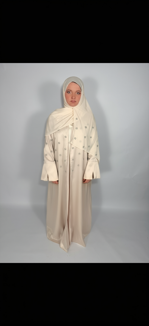 PREMIUM HAND-EMBELLISHED SAND DRAPE OPEN ABAYA